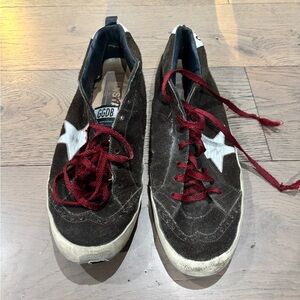 Golden Goose Men's Brown Sneakers with Red Laces